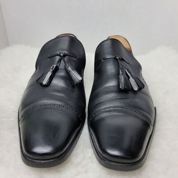 Ermenegildo Zegna Black Leather Tassel Loafers Shoes Made In Italy Size 7.5 US main image 7